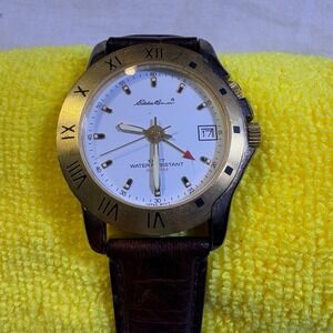 Eddie Bauer Mens Analog Quartz Watch Brown Leather Strap